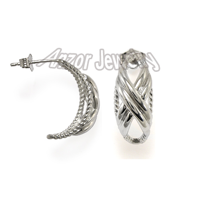 14k Gold X Design Earrings E968