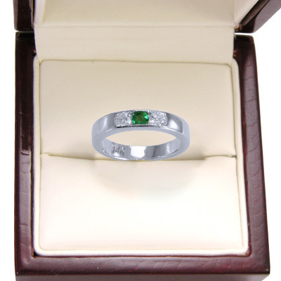 14k Gold Diamond & Emerald Wedding Band R1463 14k Gold Diamond & Emerald Wedding Band R1463