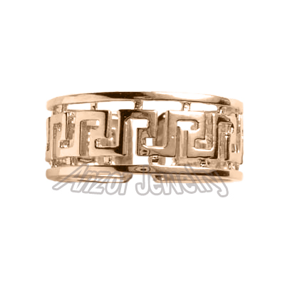 14k Gold Greek Key Ring R1459