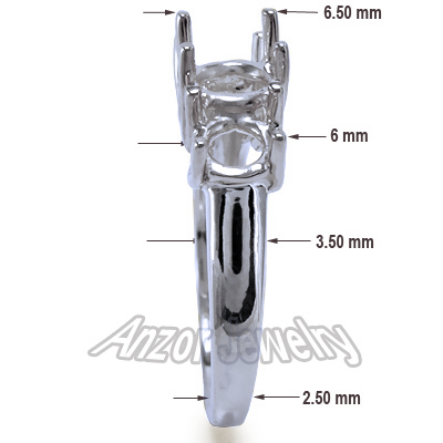 14k White Gold 3 Stone Trellis Ring Setting R1464