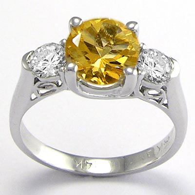 14k Gold Citrine and Diamond Ring R1467