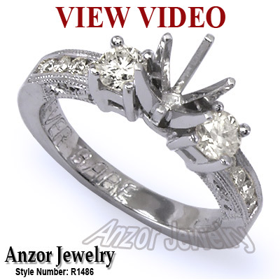 Diamond Engagement Ring Setting in Platinum 950 R1486