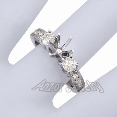 Diamond Engagement Ring Setting in Platinum 950 R1486