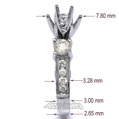 Diamond Engagement Ring Setting in Platinum 950 R1486