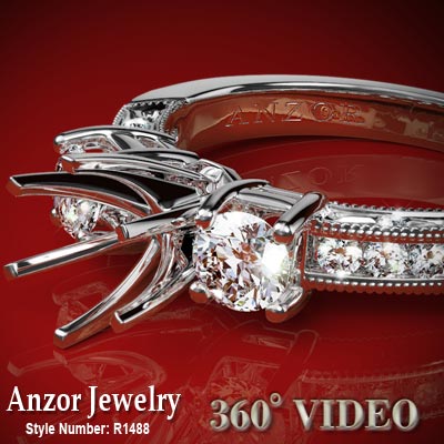 14k White Gold Diamond Semi-Mount Ring R1488 14k White Gold Diamond Semi-Mount Ring R1488