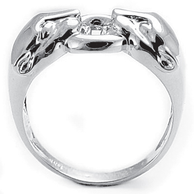 Dual Panther Cat Head Ring 10K GOLD R1477