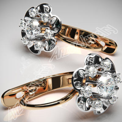 Russian Style Diamond Earrings 18k 750 G/SI1 E979