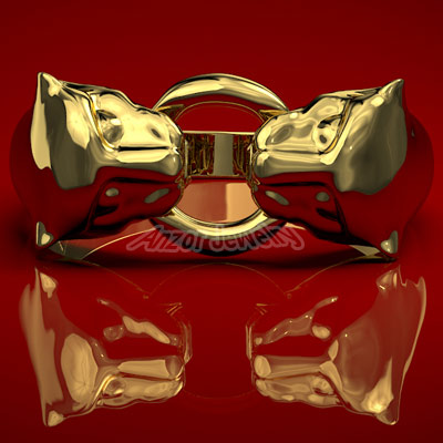 Men's 14k Gold Cat Head Ring R1479