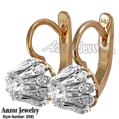 Genuine Diamonds, Russian Style Earrings 14k E982
