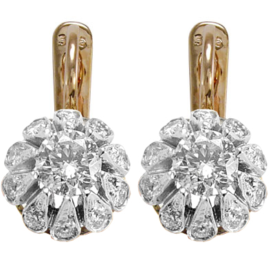 Genuine Diamonds, Russian Style Earrings 14k E982