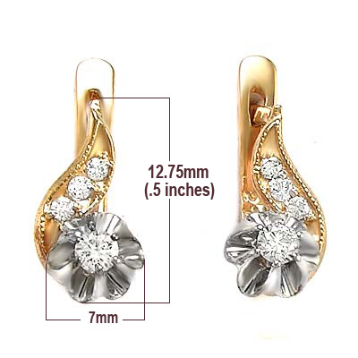 Children Adult Russian style Diamond Earrings 14k E983