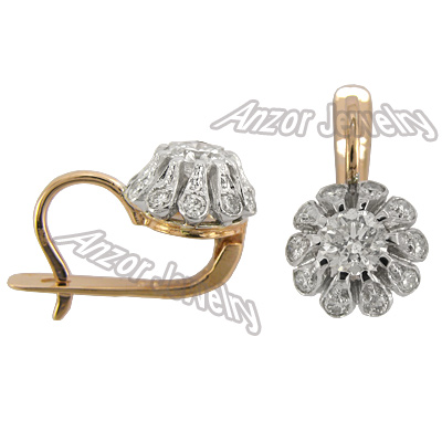 Russian Style Diamond Earrings 585 14k E989