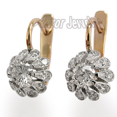 Russian Style Diamond Earrings 585 14k E989