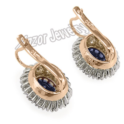Russian Style Sapphire & Diamond Earrings 585 E992