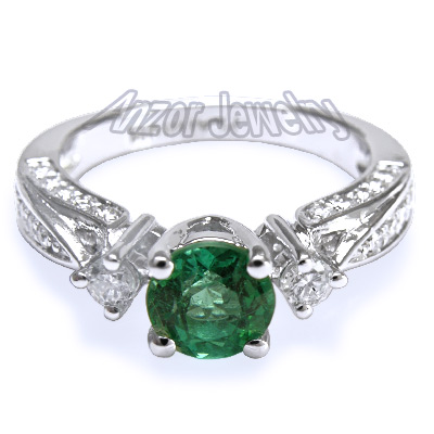 Colombian Emerald & Diamond Ring in 14k Gold R1502