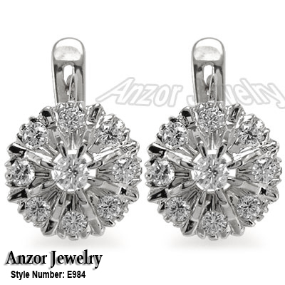 Russian Style Diamond Earrings Malinka 14k 585 E984