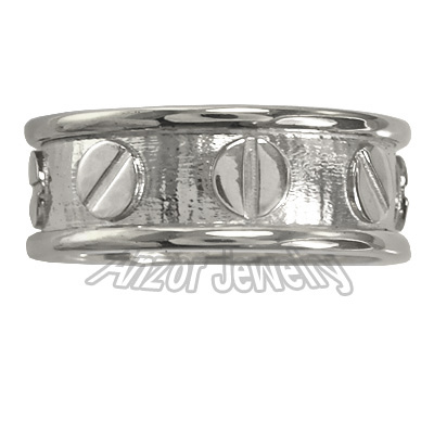 Men's 14k White Gold Wedding Band ring R1495