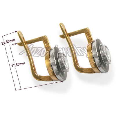 Russian Style White Topaz Enamel Earrings 585 E988