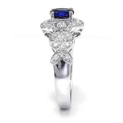 Platinum Ceylon Sapphire Diamond Ring R1498