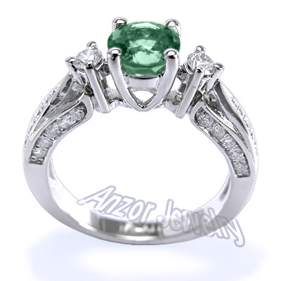 950 Platinum Colombian Emerald & Diamond ring R1501