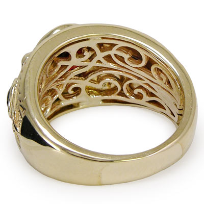 Etruscan Byzantine Style Ring Garnet Iolite 10k R1506
