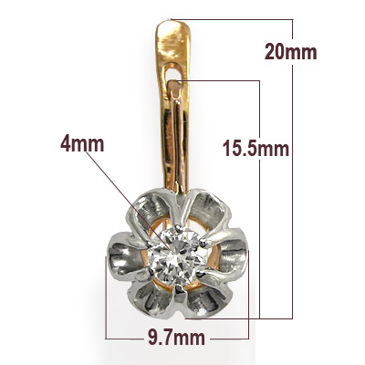 Russian style White Topaz Earrings 14k 585 E1001