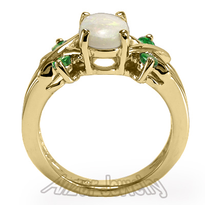 14k Yellow Gold Opal Emerald Ring #R1520 14k Yellow Gold Opal Emerald Ring #R1520