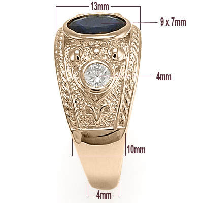 Men's Ring Sapphire and Diamonds in 14k R1534 Men's Ring Sapphire and Diamonds in 14k R1534