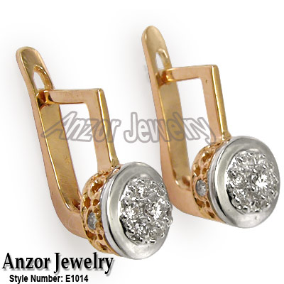 old Russian style Diamond Malinka Earrings 14k E1014