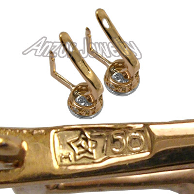 old Russian style Diamond Malinka Earrings 14k E1014