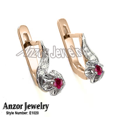 For Children and Adult Diamond & Ruby Earrings 14k E1020