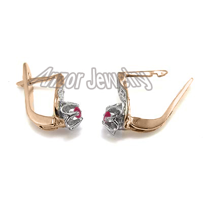 For Children and Adult Diamond & Ruby Earrings 14k E1020