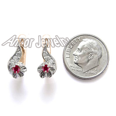 For Children and Adult Diamond & Ruby Earrings 14k E1020