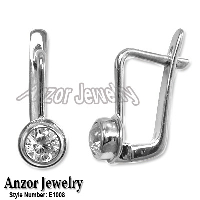 Russian Style Earrings in 14k White gold 585 E1008