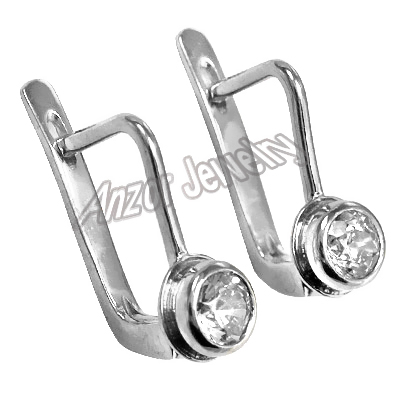 Russian Style Earrings in 14k White gold 585 E1008
