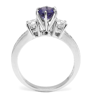 Tanzanite & Diamond Three Stone Ring in Platinum R1531