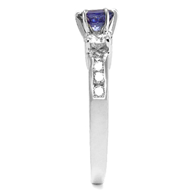 Tanzanite & Diamond Three Stone Ring in Platinum R1531