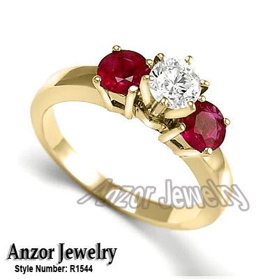 Ruby and Diamond Engagement Ring 14k Gold R1544