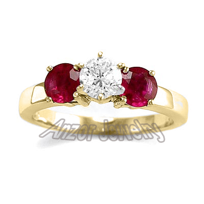 Ruby and Diamond Engagement Ring 14k Gold R1544