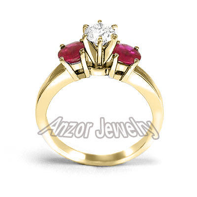 Ruby and Diamond Engagement Ring 14k Gold R1544