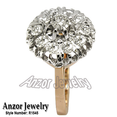 14K White Gold Diamond Malinka Ring Russian style R1545