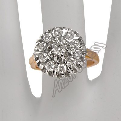 14K White Gold Diamond Malinka Ring Russian style R1545