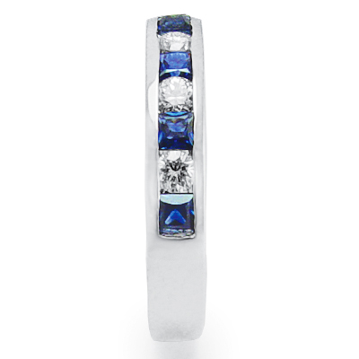 950 Platinum Diamond Sapphire Band Ring R1548
