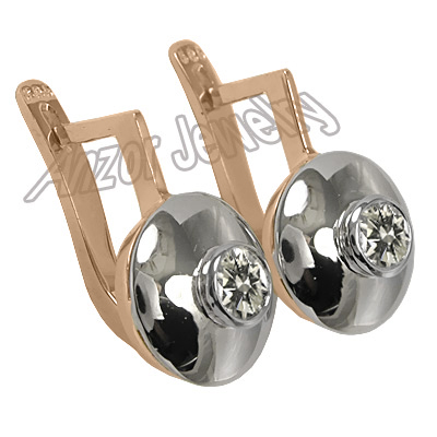 Russian Style 14k Gold Diamond Earrings 585 E1033