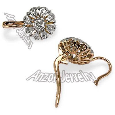 Russian Style Diamond Earrings 14k Gold 585 E1024