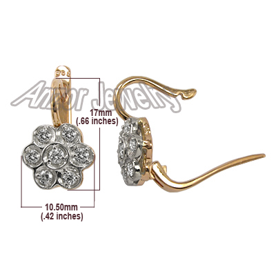 14k Rose Gold Diamond Earrings Russian Jewelry E1041