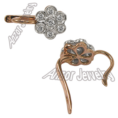 14k Rose Gold Diamond Earrings Russian Jewelry E1041