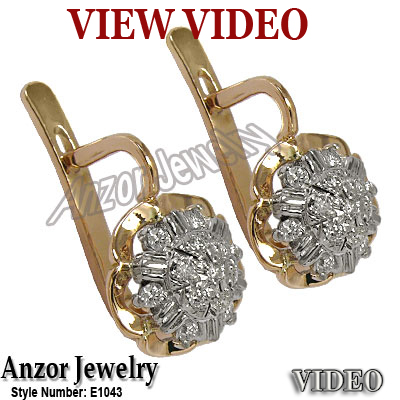 14k Rose Gold Diamond Earrings Russian Jewelry E1043