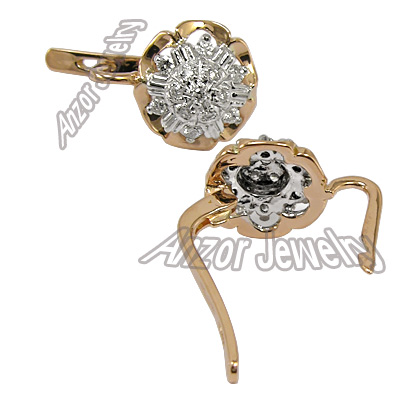 14k Rose Gold Diamond Earrings Russian Jewelry E1043