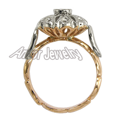 14k Two-Tone Gold Ring Setting R1560